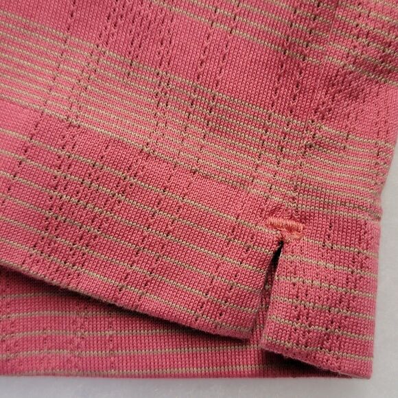 Nike Tiger Woods Stretch Fit Dry Moisture Wicking Striped M Pink Grey Polo Mens - Picture 10 of 16